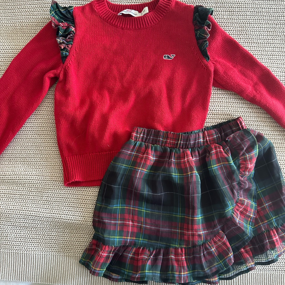 Vineyard Vines Red Knit Sweater with Whale Patch